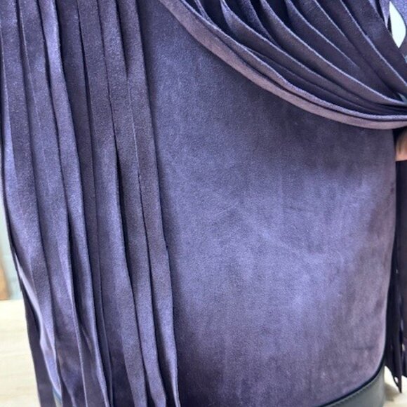 Rare..Burberry Fringe Bucket Suede Bag Purple - Picture 8 of 15